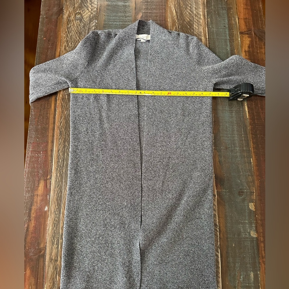 Loft Women’s M Gray Black Marble Knit Long Length Open Cardigan | SKU 0140 - Picture 3 of 6